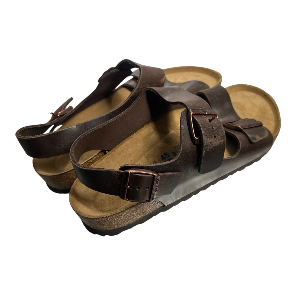 Birkenstock Milano Sandals EU 45 / US 12 - Brown Oiled Leather Soft Footbed - Picture 4 of 10